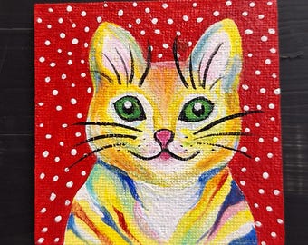 cat magnet, cute cat magnet, painted refrigerator magnet, inexpensive gift idea, cat mom gift, kitchen decor, cat lovers gift, ships free