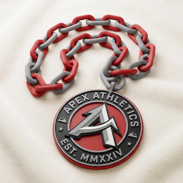 Custom 3D Printed Sports Logo Necklace, MVP Award Chain, Lightweight Pendant
