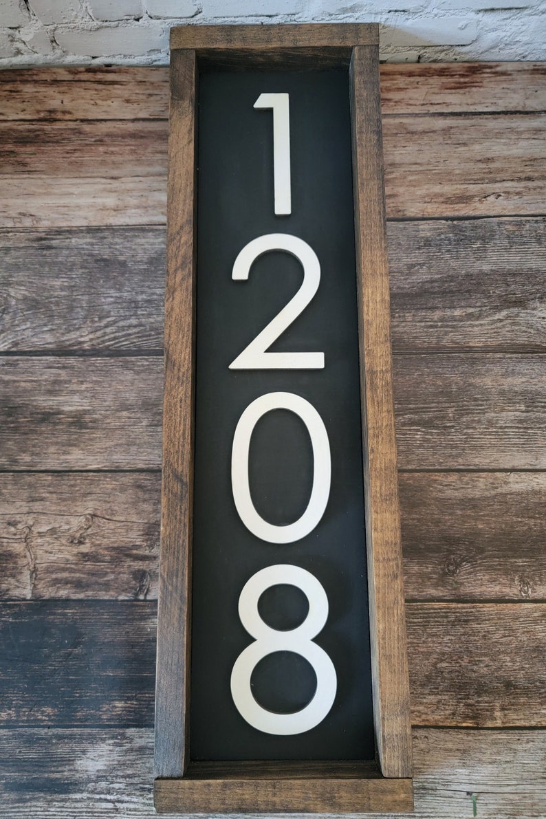 Vertical Address House Number Wood Sign, Wood Address Number Sign