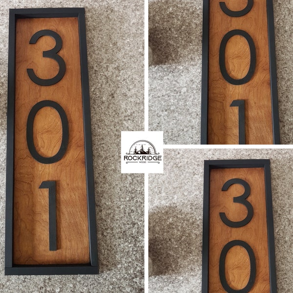 Personalized Vertical Address Wood Sign | House Number Frame | Raised Lettering | Customizable Gift
