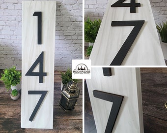 3D House Number Wood Sign, Vertical Address Sign, Wood Address Number Sign, House Address Sign, Personalized Gift, Raised Lettering