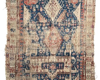 4.4 x 9フィートのアンティークシルヴァンラグ、東コーカサス、1875