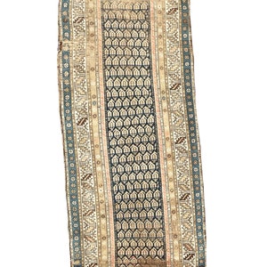ON HOLD For Magnolia Network *** Gorgeous Caucasian Antique Runner | Icy Blue, Soft Beige, Camel, Honey with Blush | 3.4 x 8.4