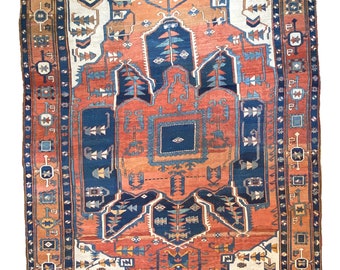 ASTONISHING Antique Tribal Masterpiece Carpet KING of KINGS | World Class Diamond Textile in Terracotta, Sunset-Clay & Indigo | 9.8 x 16