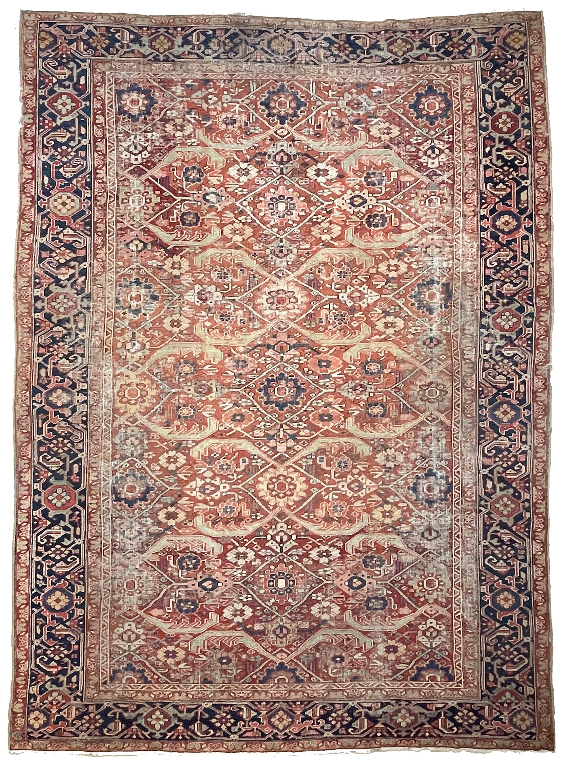 Umber Design Rug UNIQUE All-over Antique Rug With Geometric Jagged Flower Pattern | Tons ...
