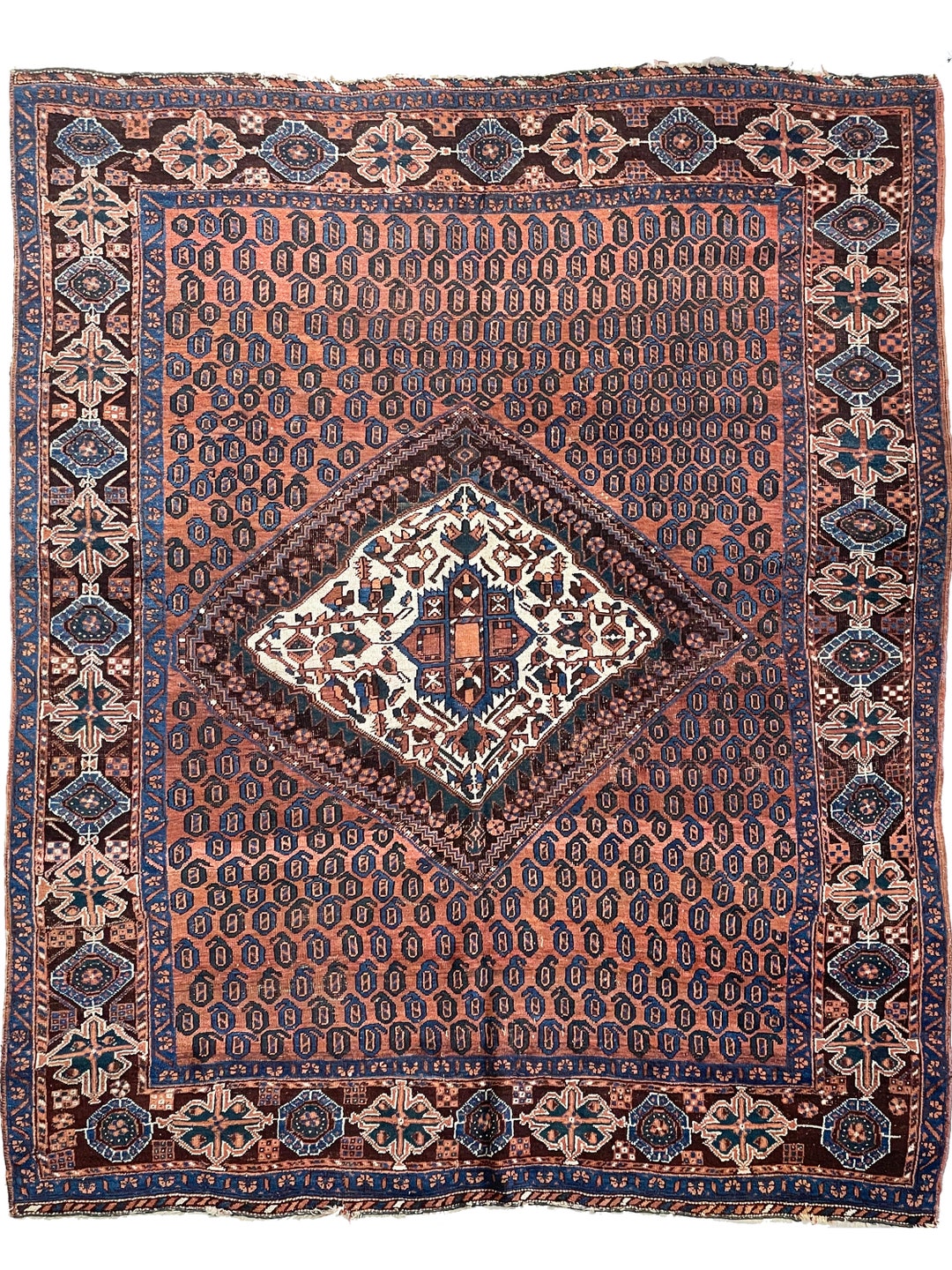 5.2 X 6.3 | Incredible Antique Square Rug | Copper, Terracotta, Clay ...