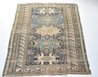 4.4 x 9フィートのアンティークシルヴァンラグ、東コーカサス、1875