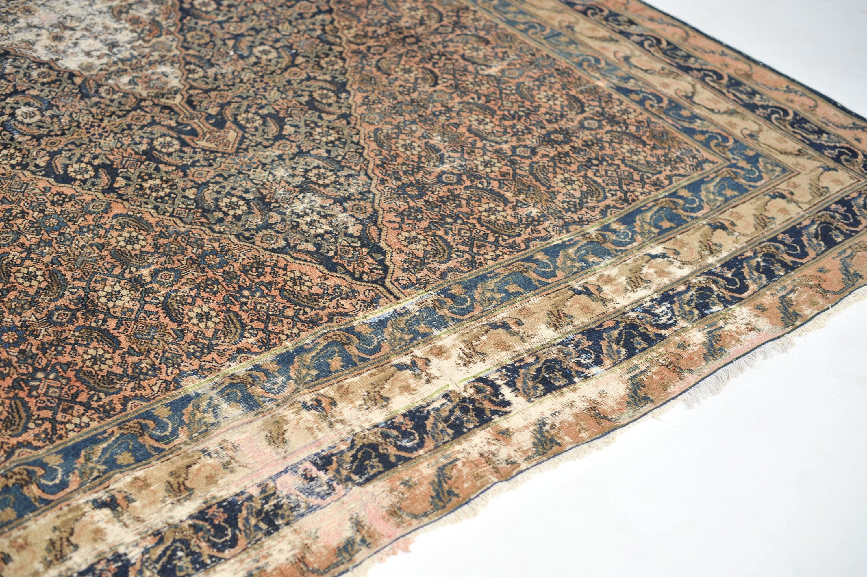Fancy Old Rug Patterns OLD WORLD Antique Rug | Ancient Pattern With Navy, Coral, Salmon, Blush ...