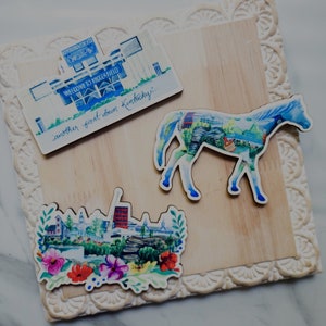 Kentucky Themed Magnets, Kentucky Gifts, Souvenirs, Wildcat Football, Horses, Maker&#39;s Mark Cumberland Falls, Frankfort Capitol, Collage, Art