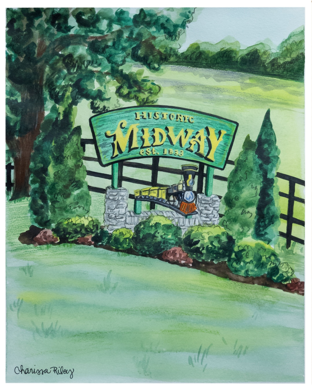 Midway Sign Art Print 8x10 Rendition of the Original Watercolor