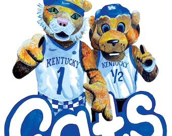 Cats 8x10 in Print, Watercolor, Kentucky Wildcats, UK Basketball, Scratch, UK Mascots, UK Fan gear, University of Kentucky Art, Big Blue
