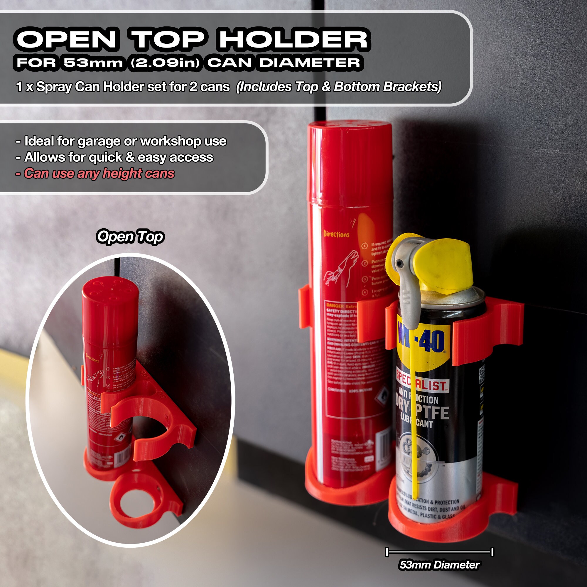 Spray Can Holders 3D Printed Handy Wallmounted Organiser for Vans