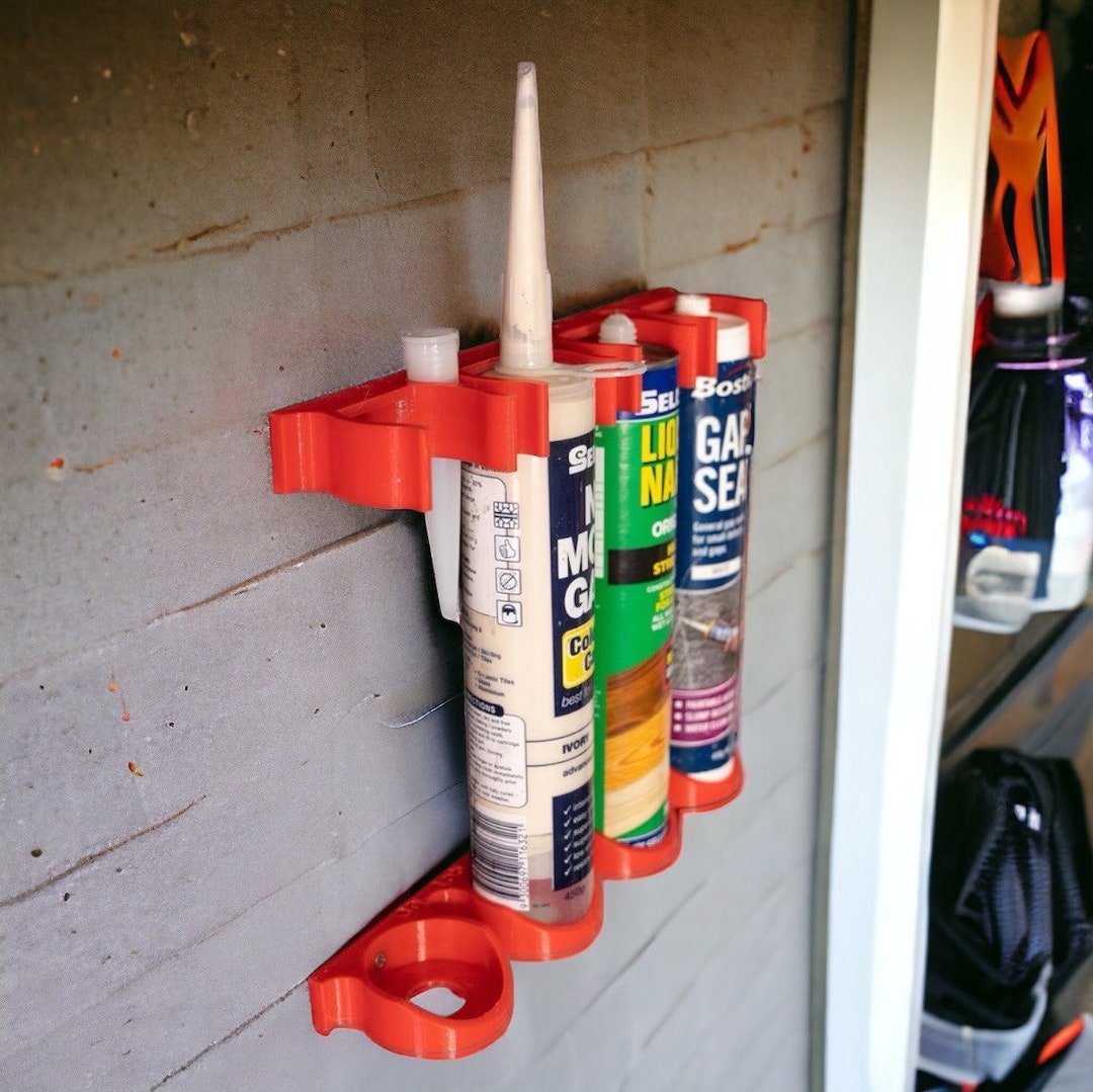 Caulk/silicone Tube and Gun Holders 3D Printed Handy Wallmounted
