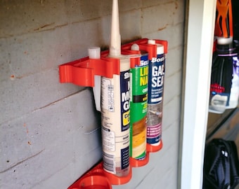 Caulk/Silicone Tube and Gun Holders | 3D Printed | Handy Wall-Mounted Organiser for Vans, Trailers, Garages & Workshops