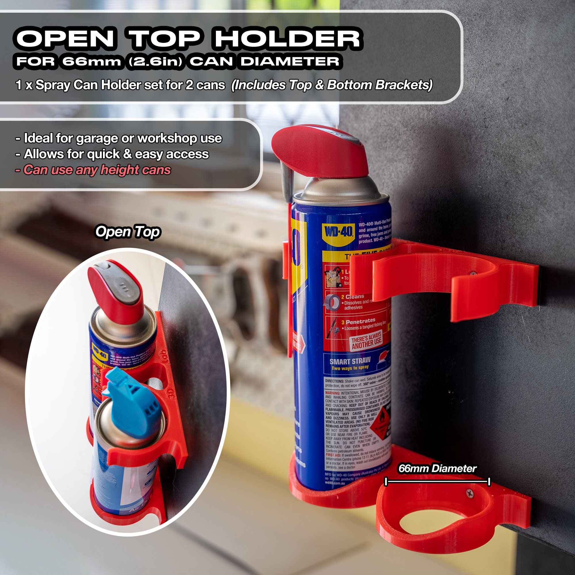 Spray Can Holders 3D Printed Handy Wallmounted Organiser for Vans