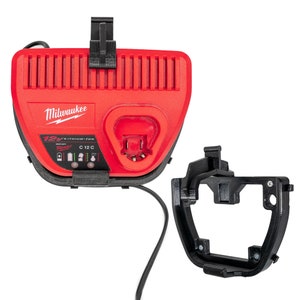 Wall Mount compatible with Milwaukee 12V Battery Charger C12C | 3D Printed | Garage Organisation | Wall Bracket | Mounting System