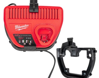 Milwaukee 12V Battery Charger C12C Wall Mount: 3D Printed Garage Organizer