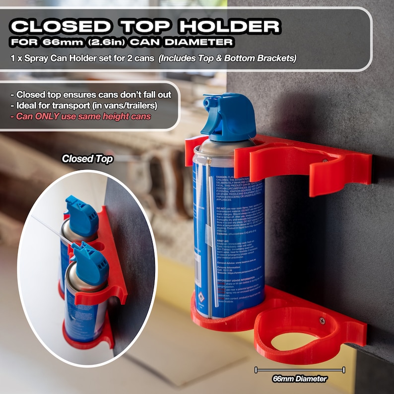 Spray Can Holders 3D Printed Handy Wallmounted Organiser for Vans