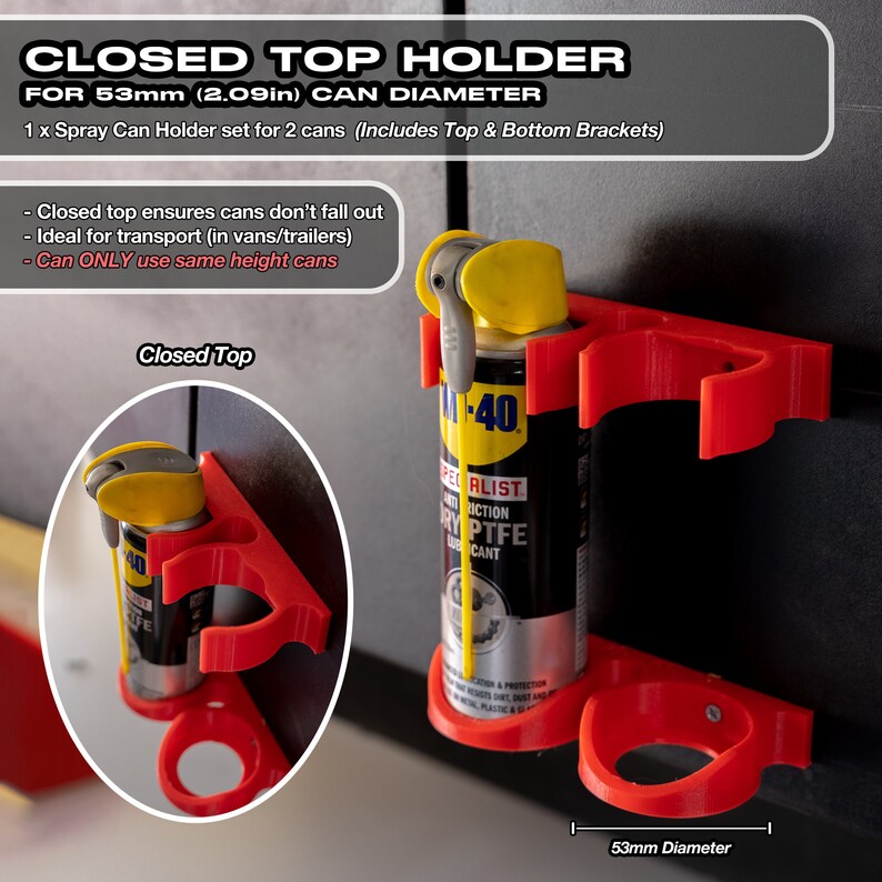 Spray Can Holders 3D Printed Handy Wallmounted Organiser for Vans