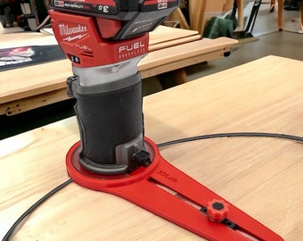 Adjustable Circle Cutting Jig compatible with Milwaukee M18 FUEL Compact Router - 3D Printed Circle Trimming Machine Accessory