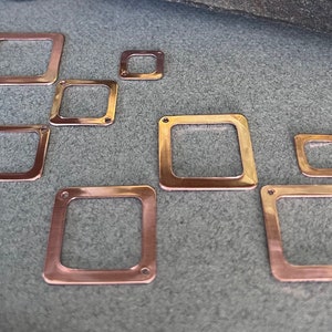 Carré en cuivre avec découpe, rebord de 3/32 pouce, émaillage sur blanc, ébauche de martelage, estampage à la main, recherche de bijoux, 4, 12 ou 20 pièces, 3 TAILLES,