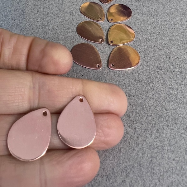 4, 20, 50, or 100 PACK, SIZE 2, Teardrop Shape, Copper Blanks, 24 or 26 Gauge, Hand Cut, Enameling Supply, Hand Stamping Blanks