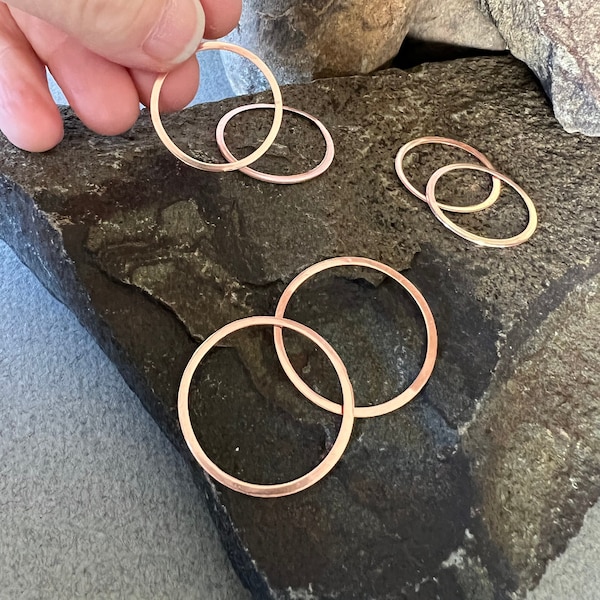 12 Count PACK, Slim Rim COPPER HOOP with 1/16 Inch Rim, 9 Diameter Sizes, 24 Gauge, Jewelry Finding, Enameling, Measurements in Description