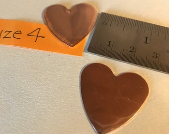 Size 4, Copper Blank, Heart Pendant Blank, Hand Cut, Stamping Blank, Enameling blank, Jewelry Supply and Findings