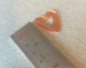 Size 4 Copper Heart Blank with small Heart Cut Out