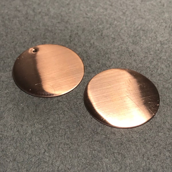 SIZE 6, 24 gauge, 26 gauge, 1 Inch Diameter Round Copper Blank, Hand Cut, Stamping Blanks, Enameling Supplies, Jewelry Findings