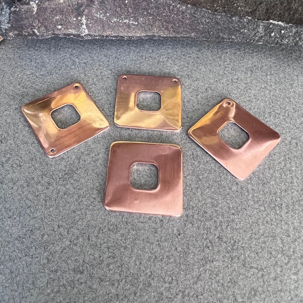 1 Inch, SIZE 3, Square Cut-Out, Jewelry Findings, Copper Blanks, Hand Stamping, Enameling Supply, 4, 12, or 20 Count PACK,