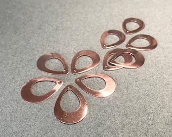24 or 26gauge Copper Cut Out Teardrop Blanks, Jewelry Findings, Enameling Supplies, Hand Stamping Supply, Hand Cut