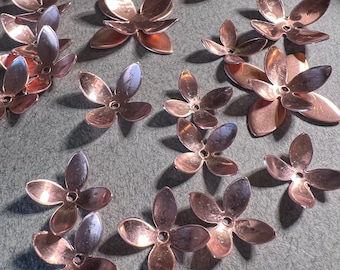 Make Flowers!, 12- or 20-Piece PACKS, Four Petal Flower, Flat or Domed Options, 24Gauge or 26Gauge, Hand Cut, Hand Formed