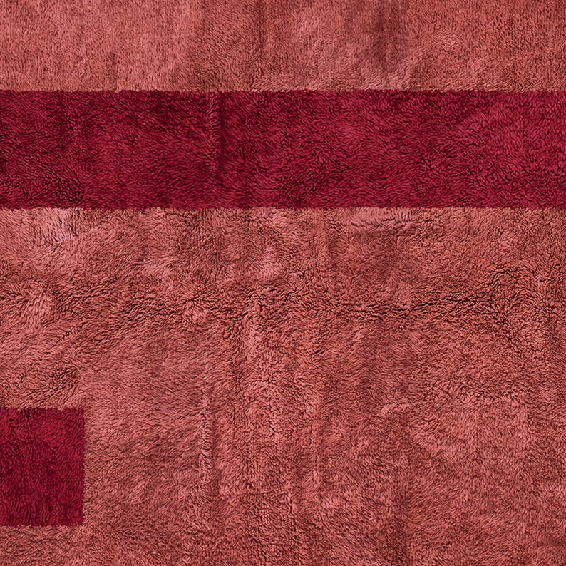 Handmade Moroccan Red Wool Rug, Abstract Berber Shag Rug (8x10) Bild 6