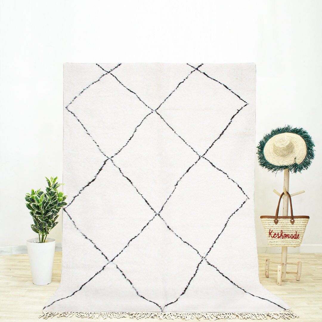 Handmade Berber Rug | Black Diamond Design, Moroccan Wool Rug - Etsy