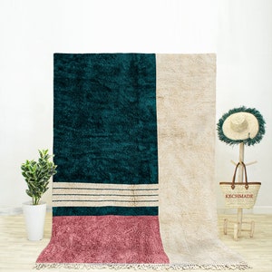 Moroccan Green rug - Beni ourain rug - Green Abstract rug -  Contemporary rug - Green rug - Custom Moroccan rug - Moroccan area rug