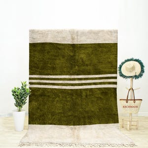 Morocco Berber Rug, Green Abstract Rug, Beni Ourain Rug, Modern Rug, Green Rug, Moroccan Shag Rug, Handmade Rug, Wool Rug