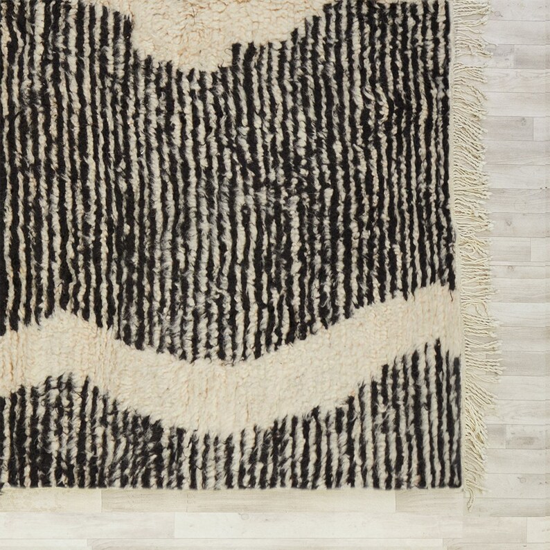 Eyecatching Black and White Moroccan Rug Abstract Boho Rug Etsy