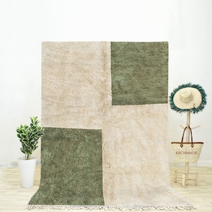 Contemporary Moroccan Rug, Abstract Moroccan Rug, Green Rug, Beni Rug, Handmade Rug, Quality Wool Rug, Area Rug 9x12