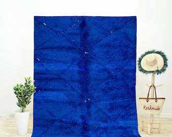 Large Blue Moroccan Rug | Handwoven Wool Beni Ourain Rug