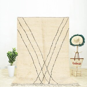 Off white Beni Ourain Rug, Moroccan Rug, Handmade Berber Rug, Shag Rug, Area Rug 8x10