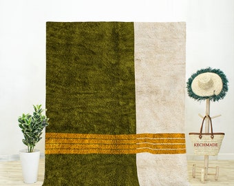 Green Moroccan Rug – Beni Ourain, Abstract Contemporary Rug