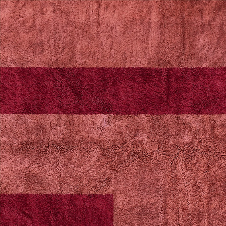 Handmade Moroccan Red Wool Rug, Abstract Berber Shag Rug (8x10) Bild 5