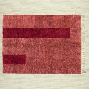 Handmade Moroccan Red Wool Rug, Abstract Berber Shag Rug (8x10) Bild 2