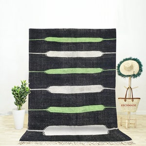 Kilim Rug for Sale, Kilim Area Rug, Moroccan Berber Rug, Area Rug 8x10, Black Kilim Rug, Bedroom Rug