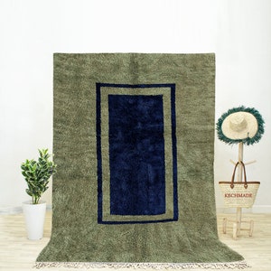 Beni Ourain Rug, Moroccan Rug, Abstract Rug, Rug for Bedroom, Moroccan Wool Rug, Green Rug, Handwoven Rug, Berber Rug