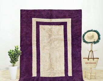 Handmade Purple Berber Shag Rug, Abstract Moroccan Area Rug 9x12