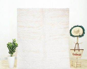 Handmade White Wool Moroccan Rug | Shag Textured Berber Rug