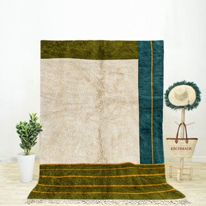 Abstract rug - Moroccan rug Green - Handmade rug - Green Beni Ourain rug - Wool Berber rug - Green Custom rug - Moroccan area rug