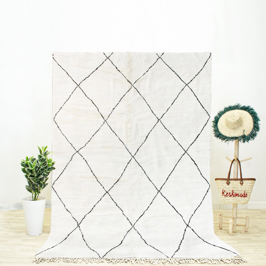 Black and White Berber Rug Black and White Lozenges Rug Etsy